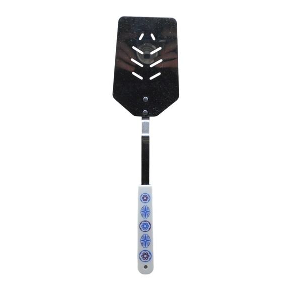 Vintage Ace Stainless Steel Slotted Spatula Flipper Turner Blue Hex Design USA - Picture 1 of 6
